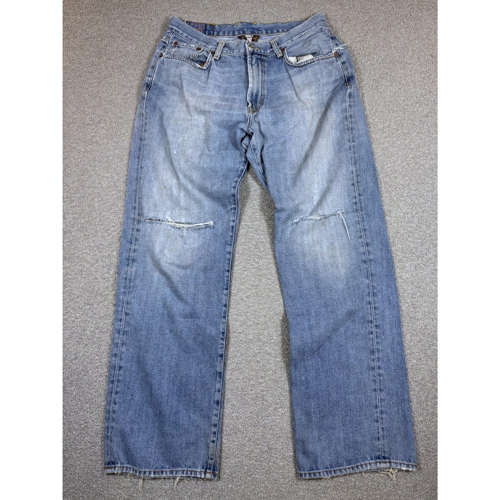 Vintage Lucky Brand Jeans Mens 30x30 Blue Distressed Straight Leg Made in USA